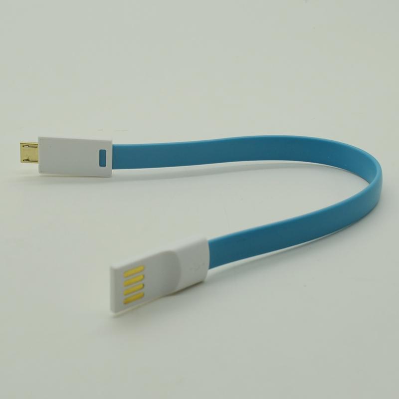 Colorful 22cm magnet micro USB cable for Samsung Galaxy S4 S IV / i9500 blue